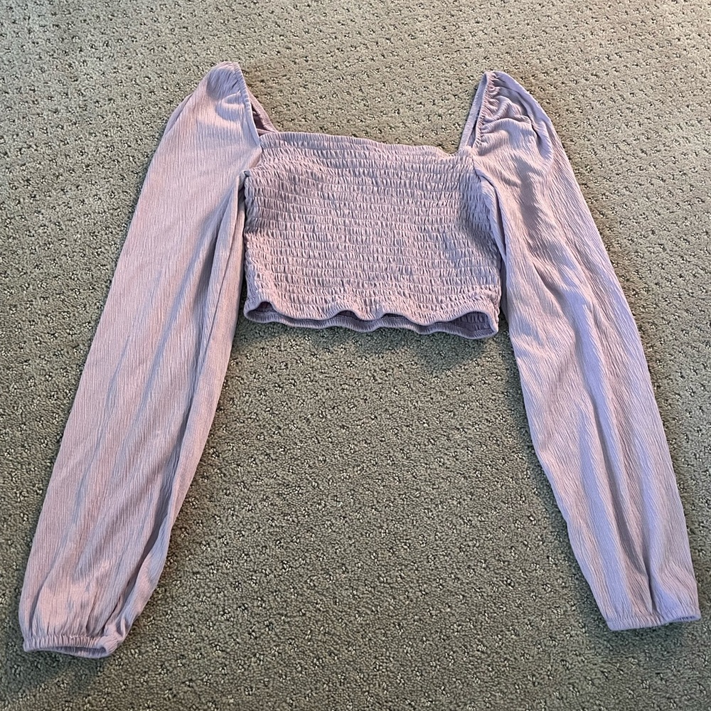purple long sleeve ribbed top